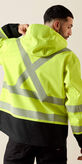 FR Hi-Vis Hooded Waterproof Jacket Back